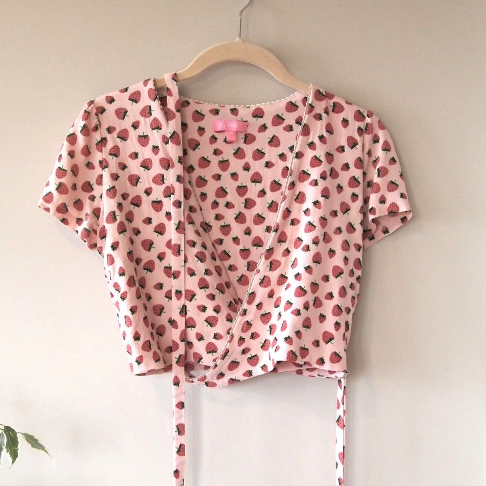 Sugar Thrillz 'Forbidden Fruit' Strawberry Wrap Top